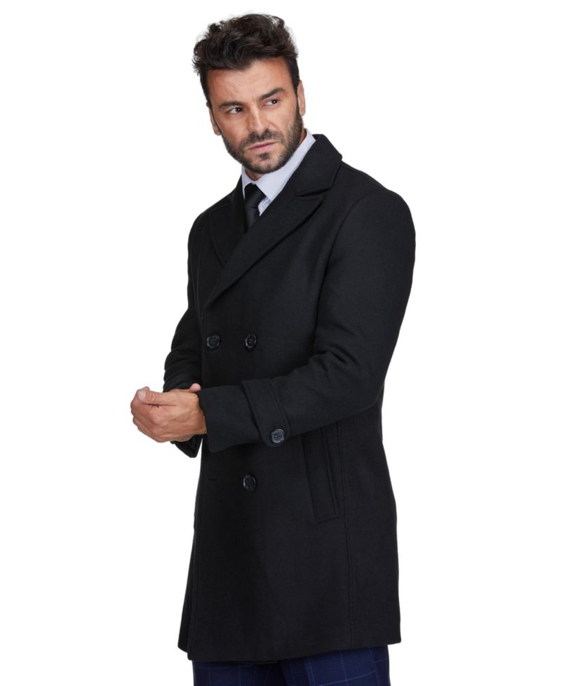 Men's Big & Tall Double Breasted Pea Coat Wool Blend Dress Peacoat