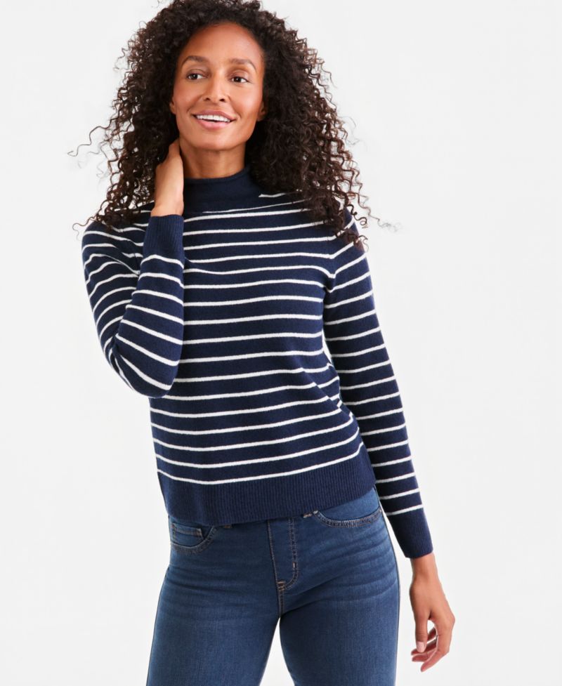 Petite Luxsoft Stripe Rollneck Sweater