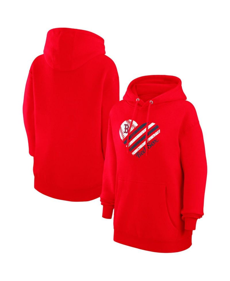 Women's Red Boston Red Sox Heart Fleece Pullover Hoodie