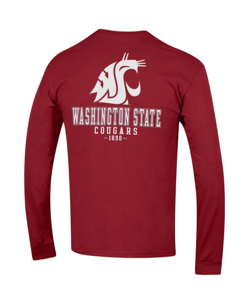 Men's Crimson Washington State Cougars Team Stack Long Sleeve T-shirt
