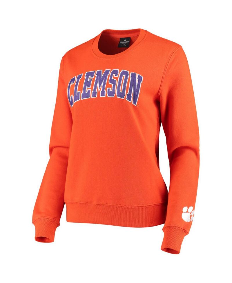 Women's Orange Clemson Tigers Campanile Pullover Sweatshirt