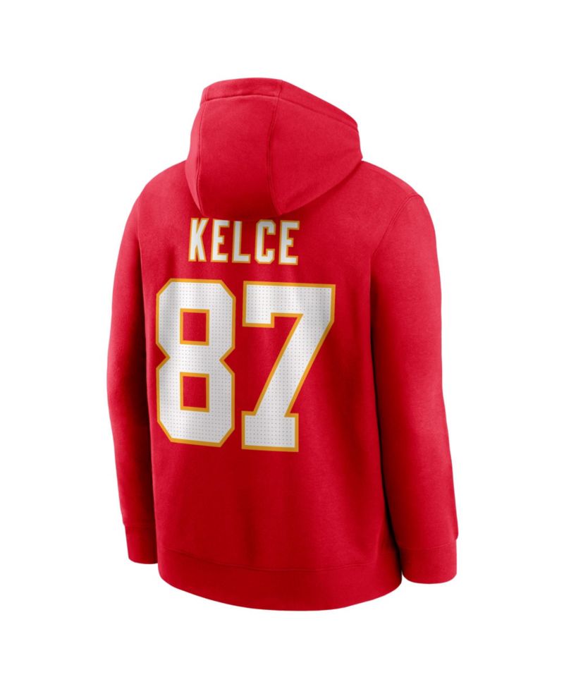 Men's Travis Kelce Red Kansas City Chiefs Name & Number Hoodie