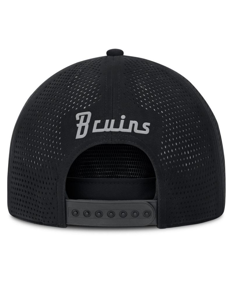 Men's Black Boston Bruins Front Office Performance A-Frame Adjustable Hat