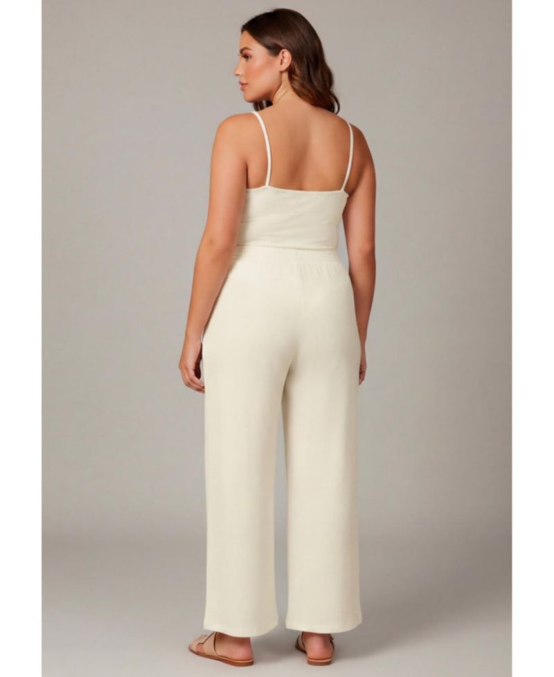 Women's Knit Gauze Smocked Wide-Leg Pants