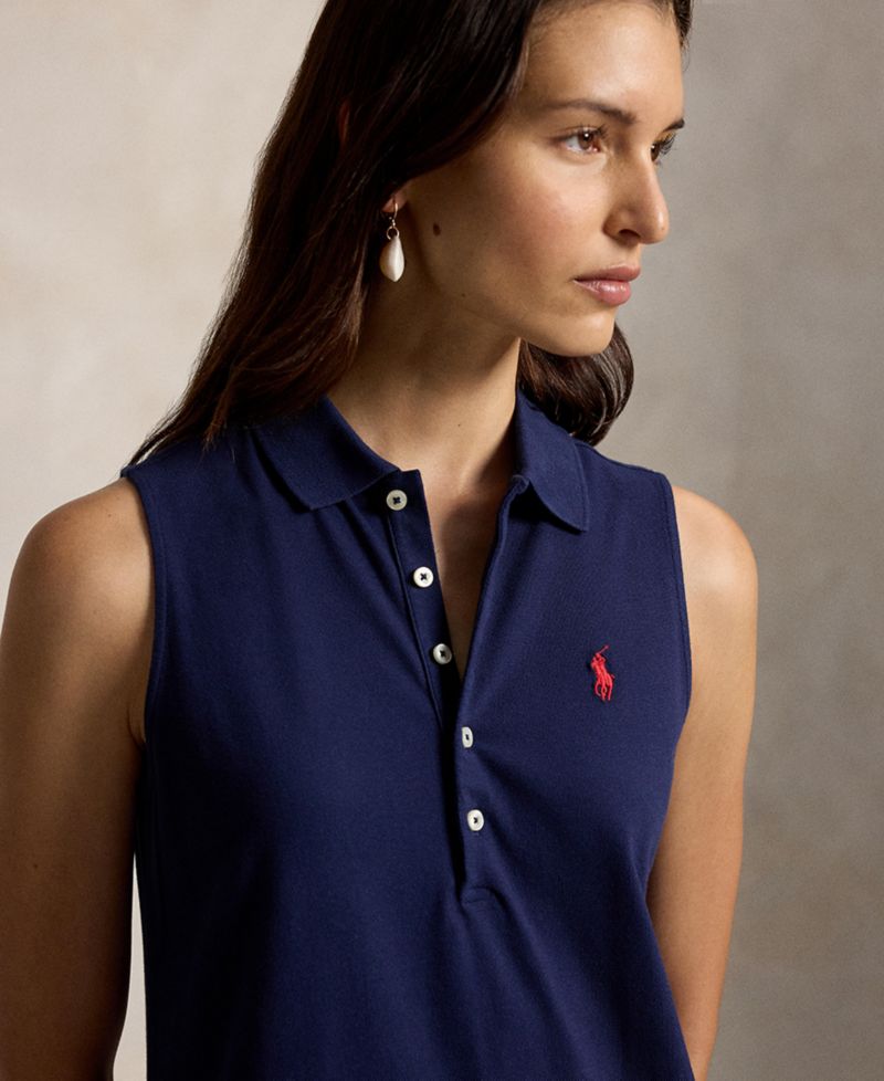 Women's Stretch-Cotton Sleeveless Polo Dress