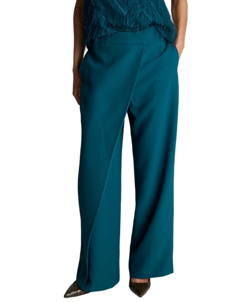 Women's Luxe Twill Fly Front Asymmetrical Crossover Pants