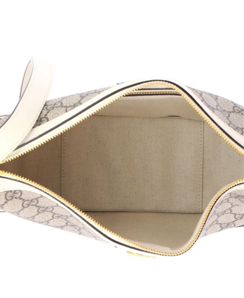 Large Ophidia Curved Zip Shoulder Bag GG Coated Canvas with Leather