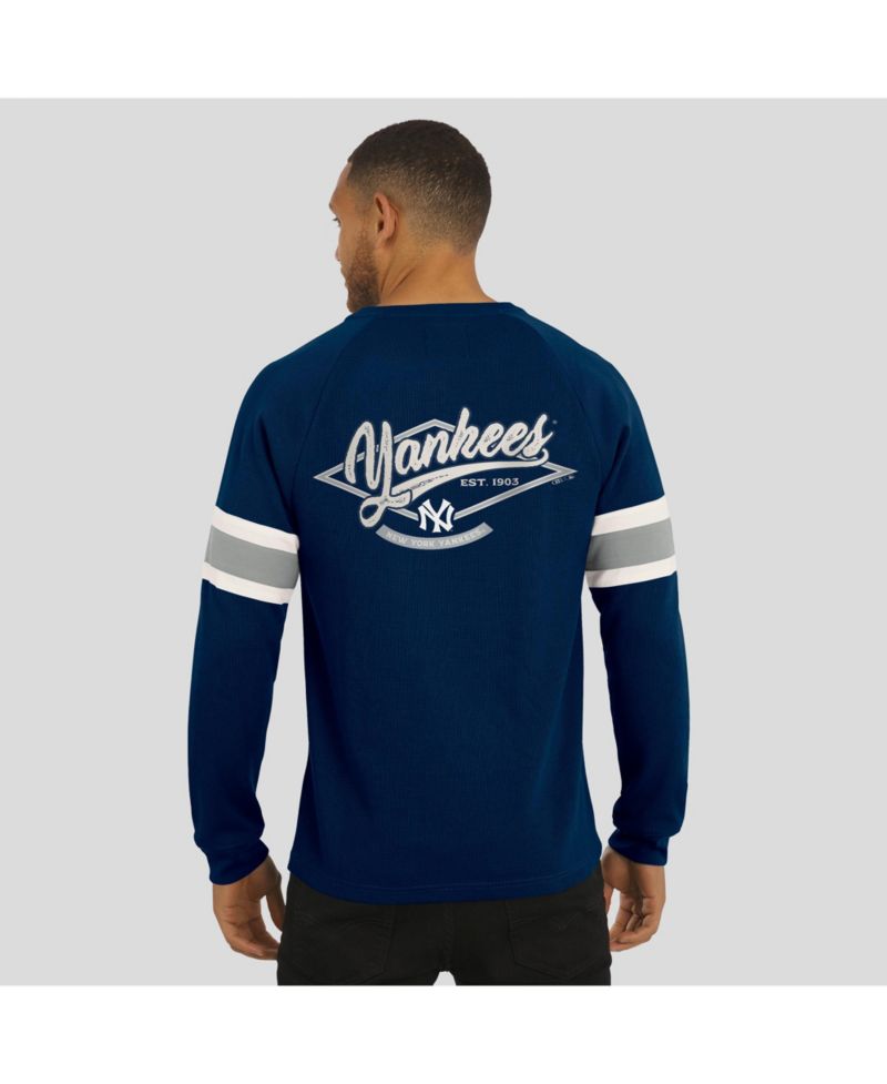 Men's Darius Rucker Collection by Fanatics Navy New York Yankees Waffle-Knit Raglan Long Sleeve Henley T-Shirt