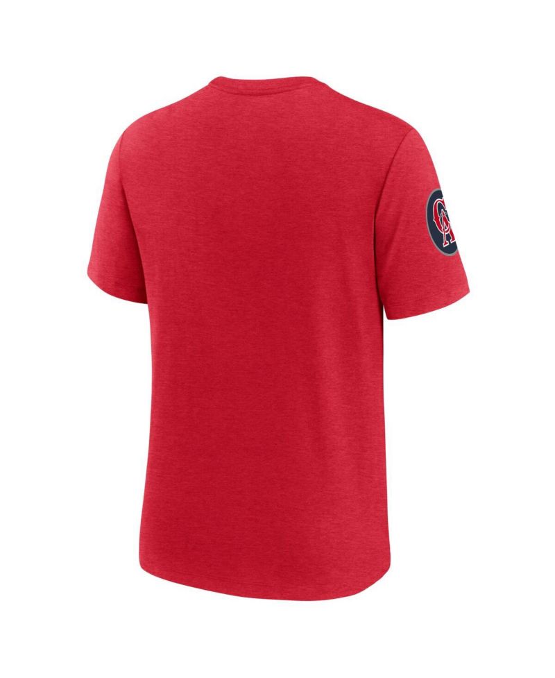 Men's Heather Red California Angels Cooperstown Collection Eras Tri-Blend T-Shirt