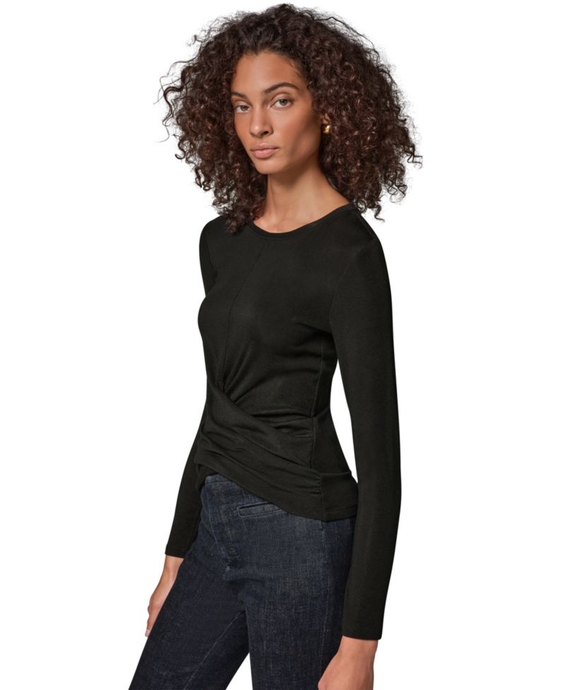 Women's Drape Front Long-Sleeve Top