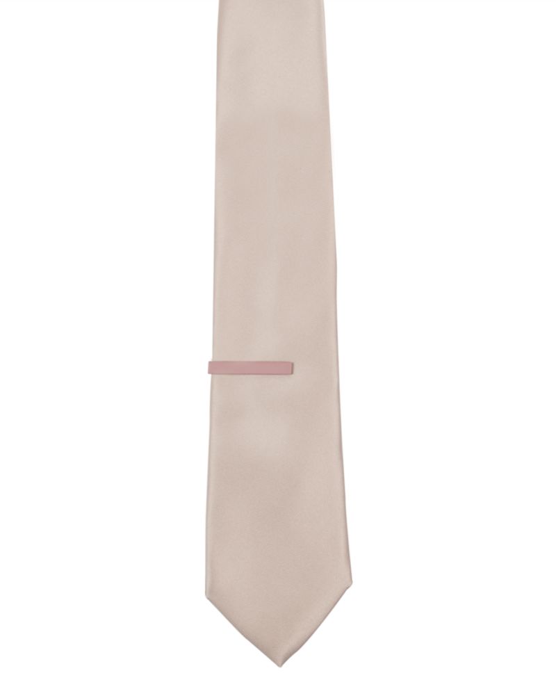 Men's Solid Tie & 1-1/2" Tie Bar Set