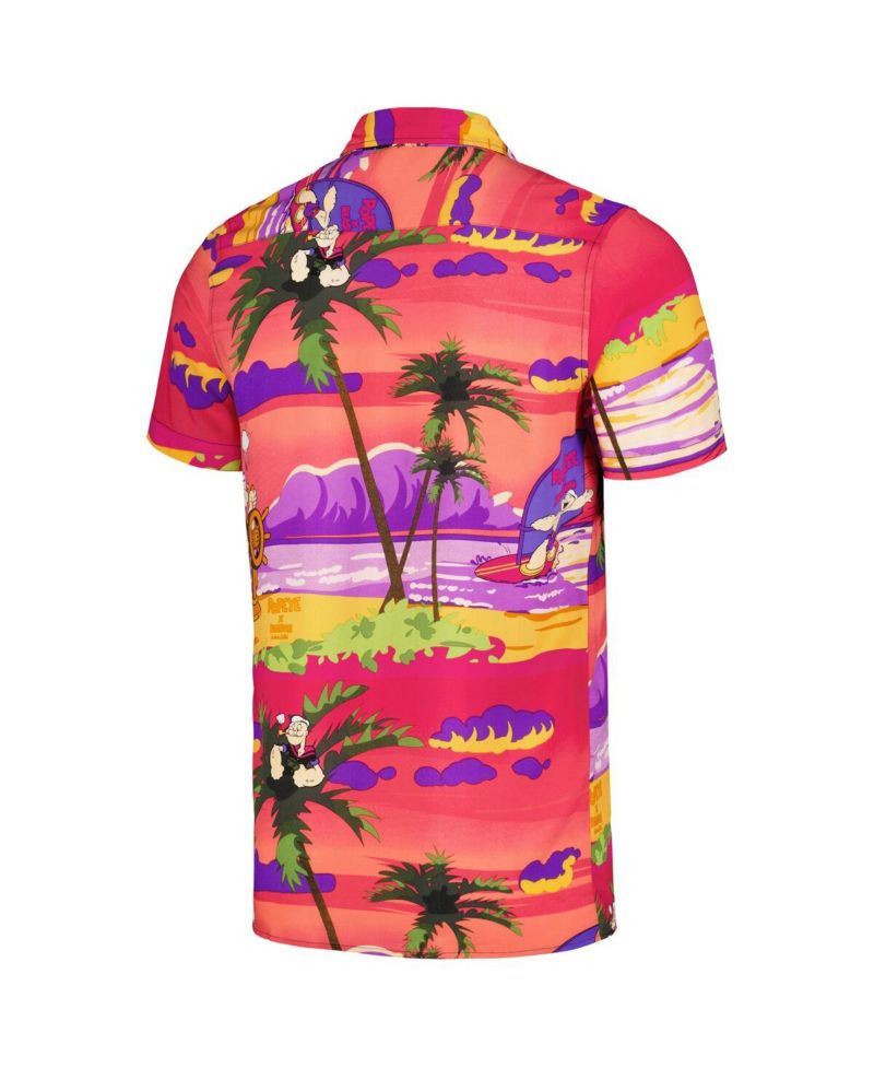 Men's and Women's Pink Popeye Sunset Button-Up Shirt
