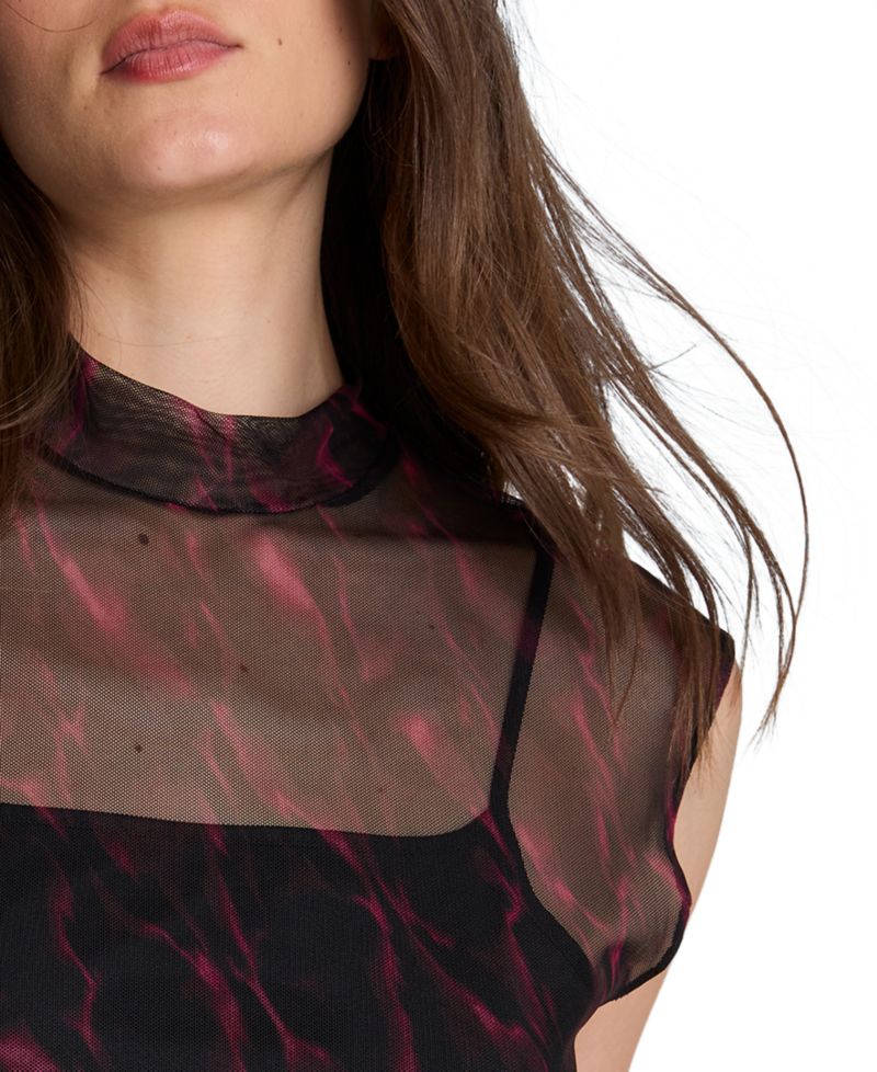 Women's Mock Neck Sleeveless Pullover with Interior Cami