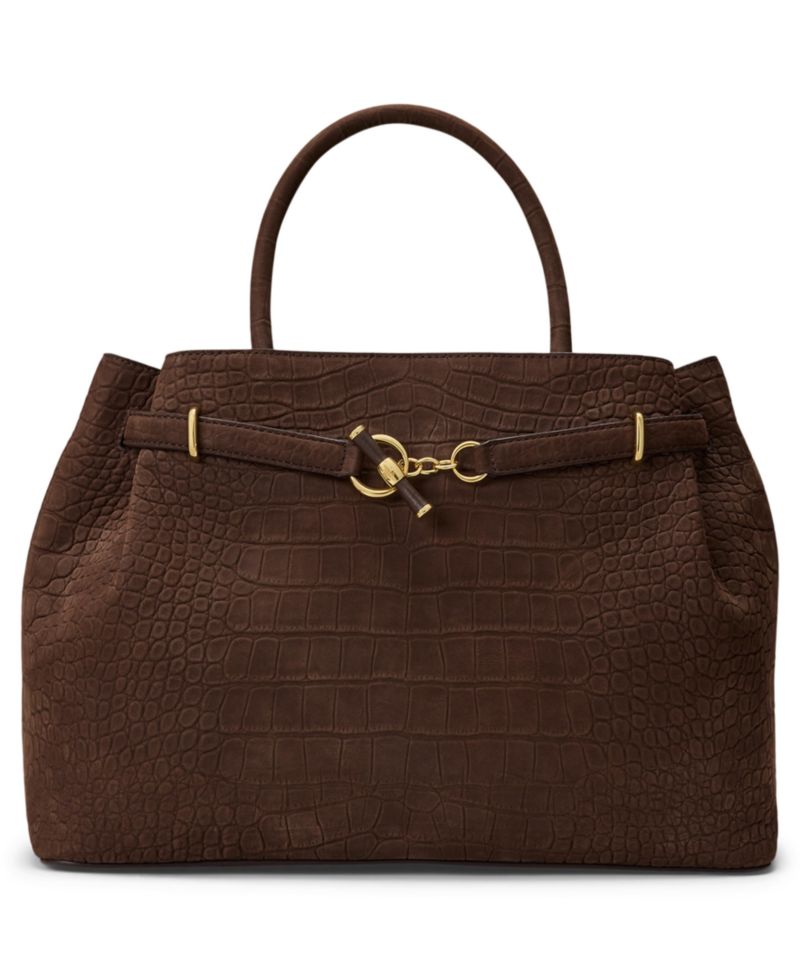 Embossed Nubuck Large Blaike Satchel Handbag