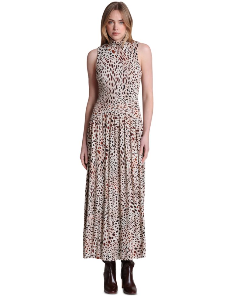Women's Sleeveless Mock-Neck Maxi Dress