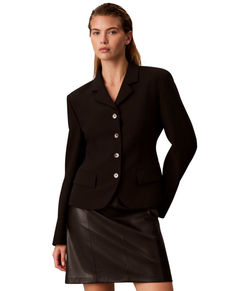 Women's Cropped Fitted Notch Collar Blazer