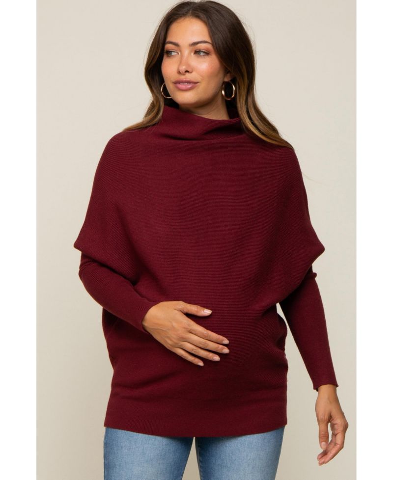 Women's Forest Green Funnel Neck Dolman Sleeve Sweater