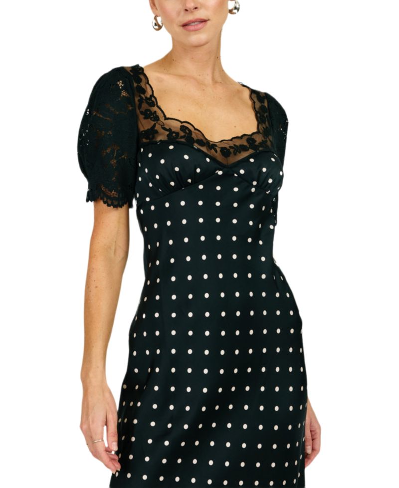Women's Sophie Polka Dot Lace Trim Maxi Dress