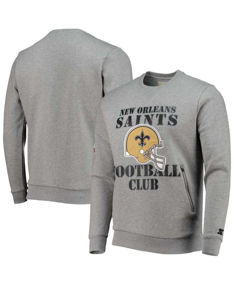 Men's Gray New Orleans Saints Locker Room Throwback End Zone Pullover Sweatshirt