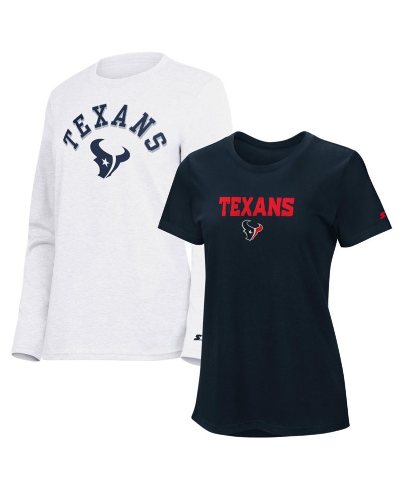 Women's Navy/Ash Houston Texans Short Sleeve Long Sleeve T-Shirt Combo Pack