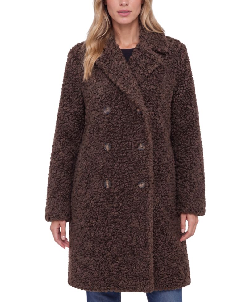 Women's Double-Breasted Teddy Faux Shearling Coat