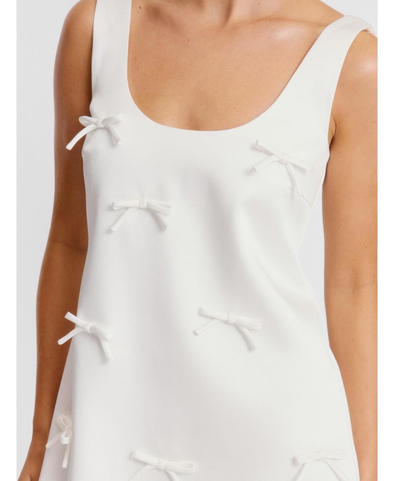 Women's Scoop Neck Bow Detail Mini Dress