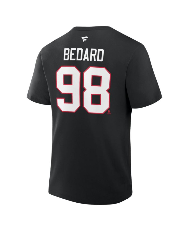 Men's Connor Bedard Black Chicago Blackhawks Authentic Stack Name Number T-Shirt