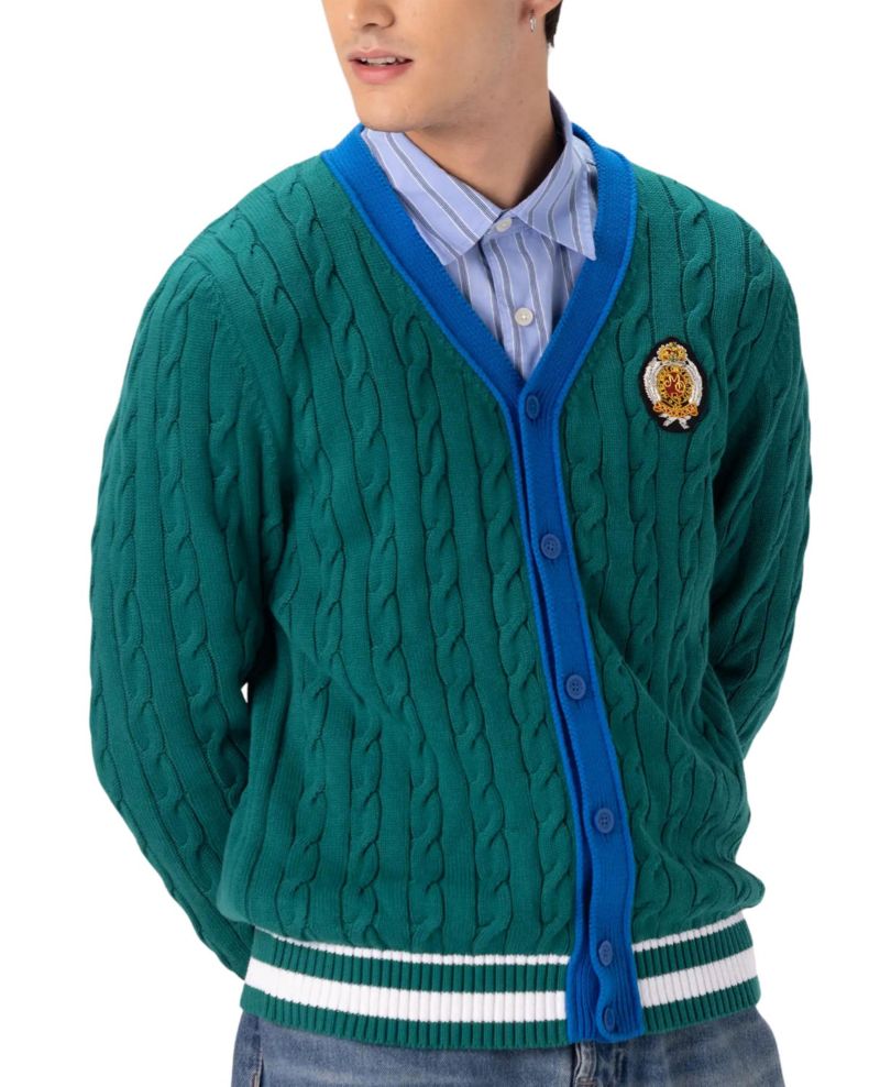 Men's Cotton Cable Knit Cricket Sweater
