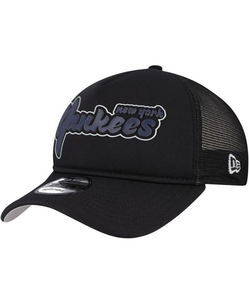 Men's Black New York Yankees Retro Bold A-Frame Trucker 9FORTY Adjustable Hat