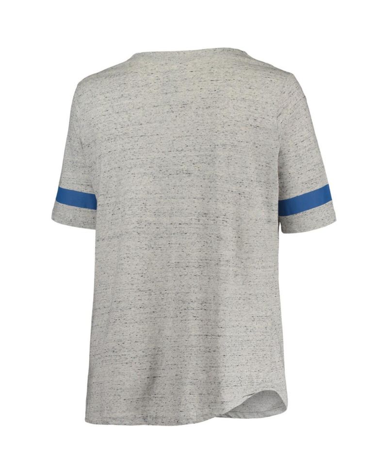 Women's Heathered Gray/Royal Kentucky Wildcats Plus Size Lace-Up V-Neck T-Shirt