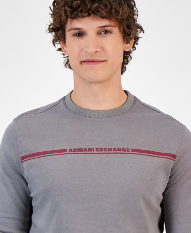 Men's Long Sleeve Crewneck Linear Logo Sweatshirt