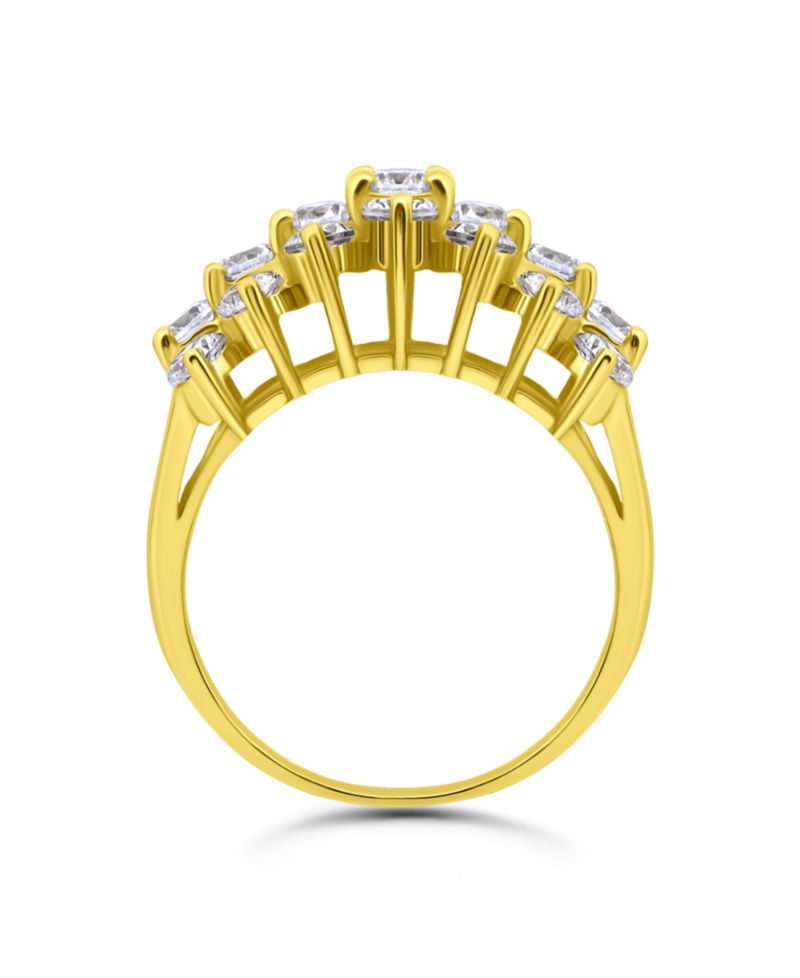 Cubic Zirconia Round Prong Set 3 Row Ring