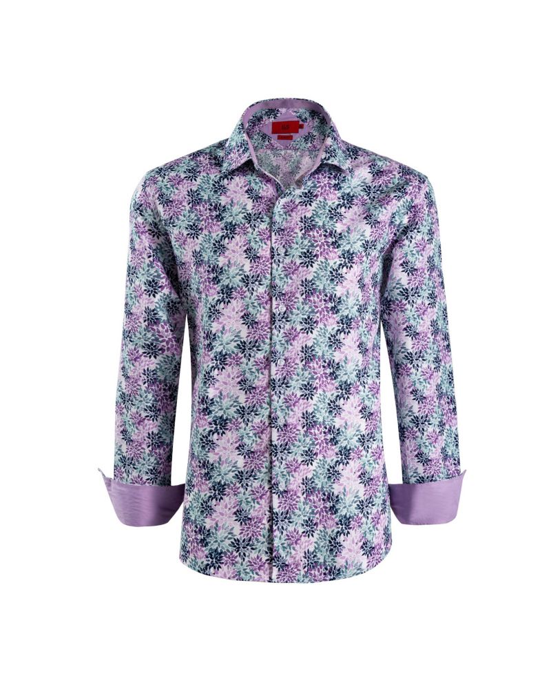 Big Boys Purple Slim Fit Floral Sport Button-Down Shirt