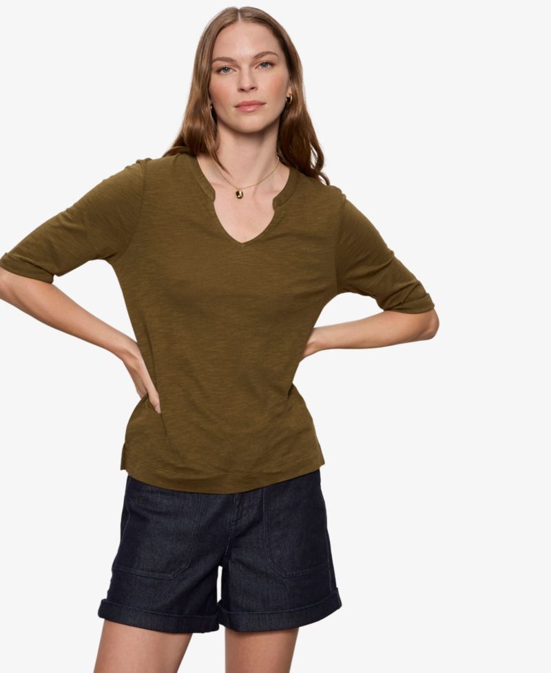 Petite Notch-Neck T-Shirt