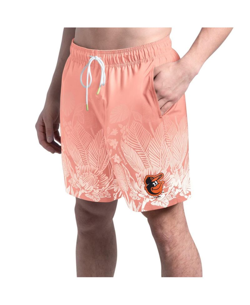 Men's Coral Baltimore Orioles Lagoon Fiesta Swim Shorts