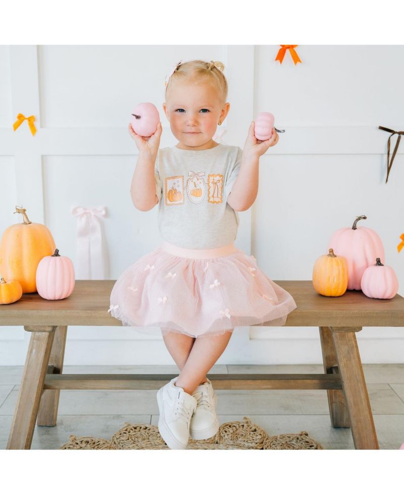 Little Girls Pumpkin Cameo Short Sleeve T-Shirt