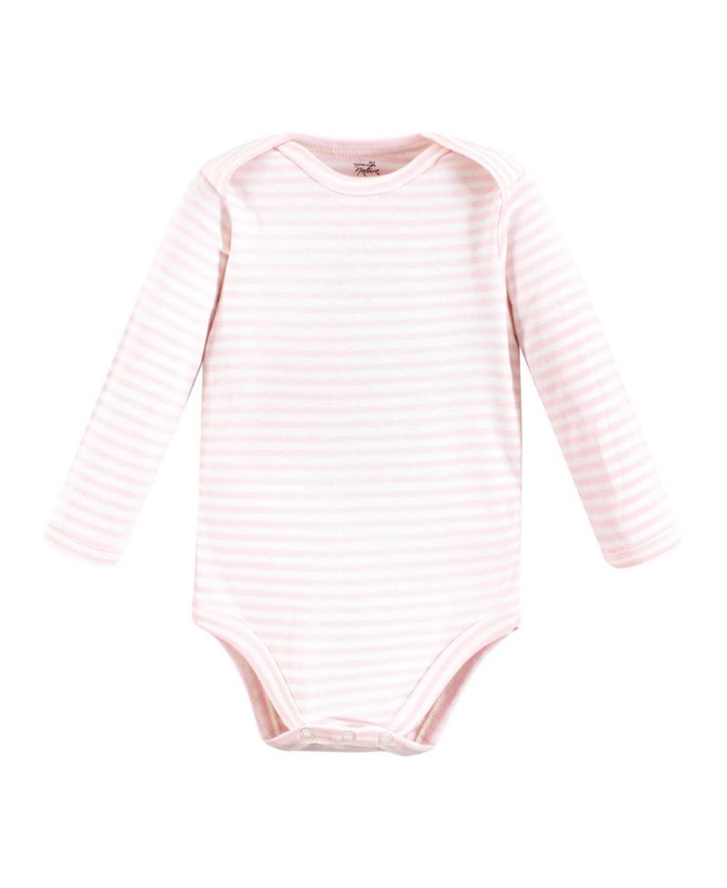 Baby Girls Soft Natural Cotton Long-Sleeve One-Piece Essentials