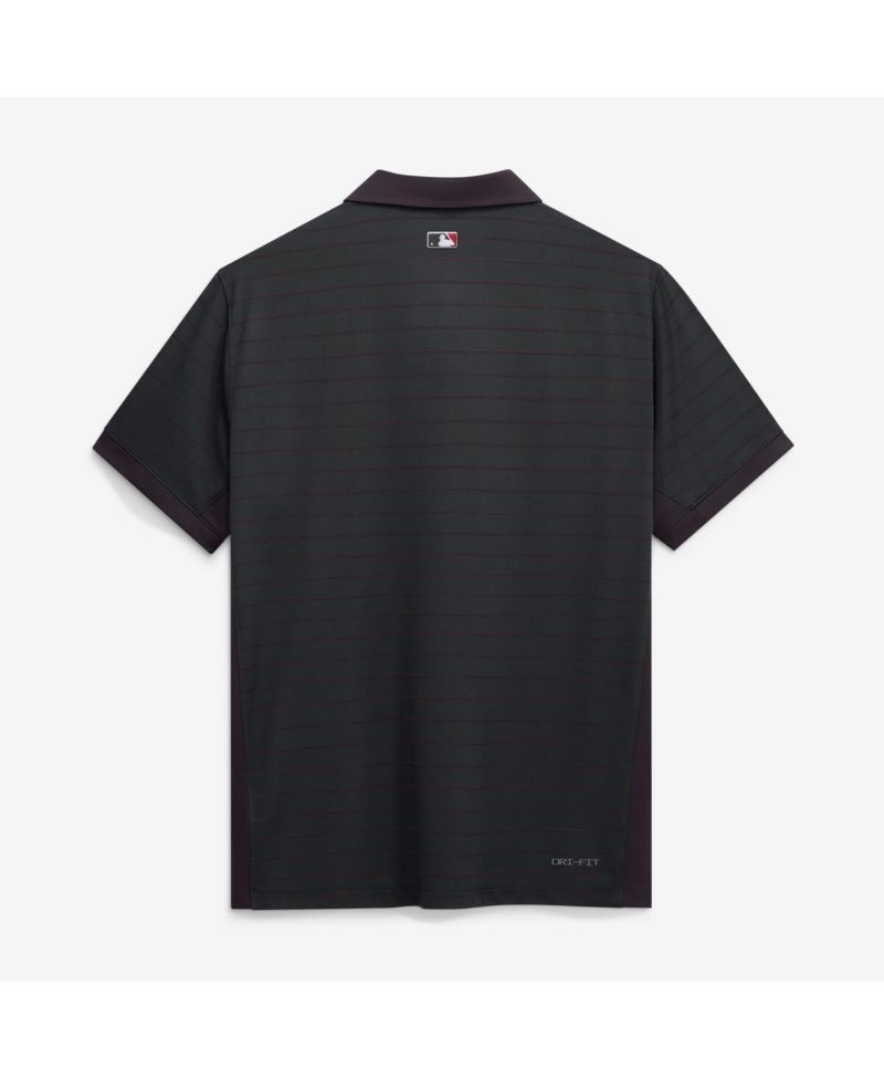 Men's Black Cincinnati Reds Authentic Collection Striped Victory Dri-FIT Polo Shirt