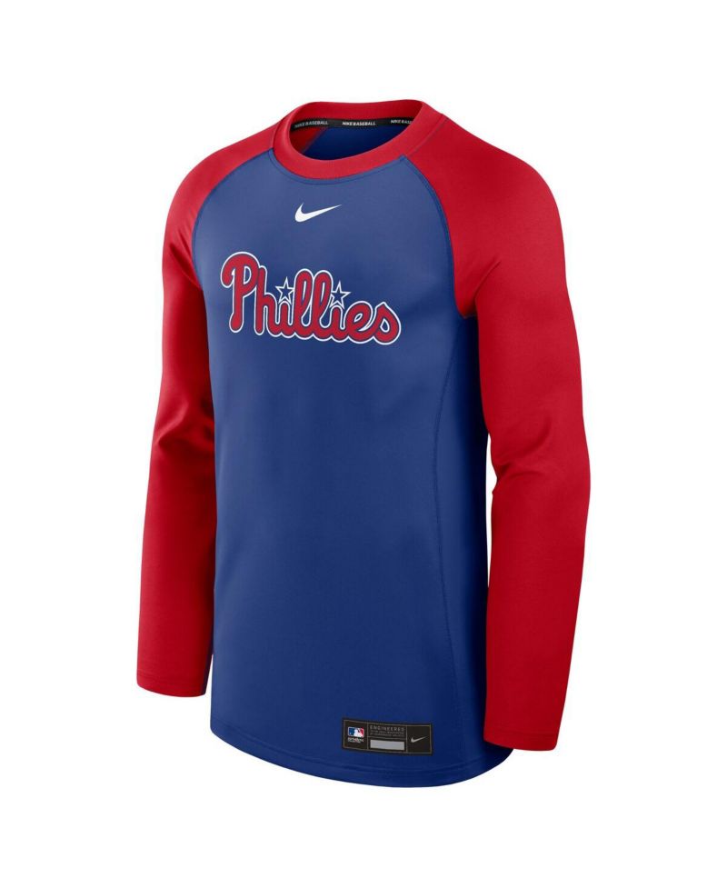 Men's Royal/Red Philadelphia Phillies Authentic Collection Game Time Raglan Performance Long Sleeve T-Shirt