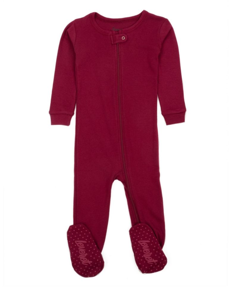 Toddler Matching Family One Piece Footed Cotton Long Sleeve Solid Color Pajamas 2T-5T