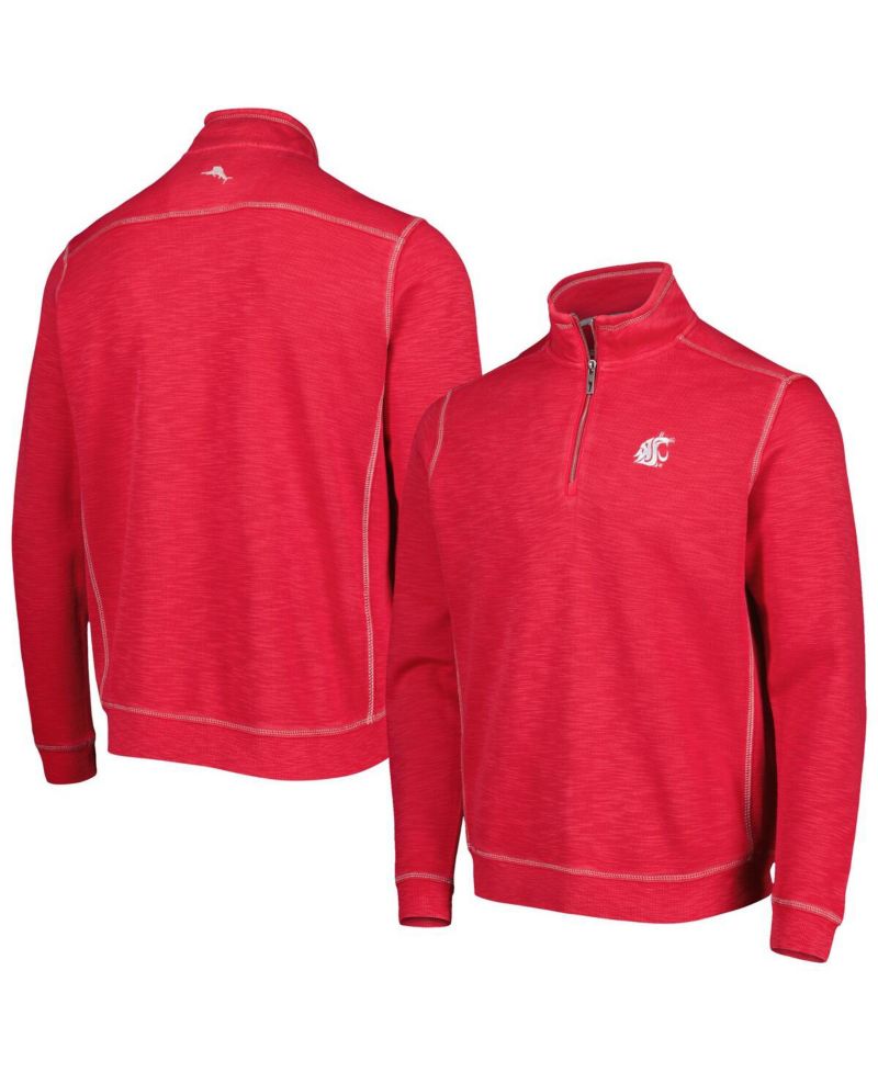 Men's Crimson Washington State Cougars Sport Tobago Bay Tri-Blend Mock Neck Half-Zip Jacket