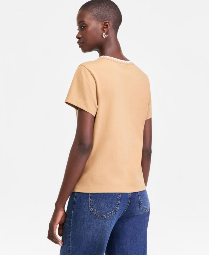 Women's Blanket-Stitch Pocket T-Shirt