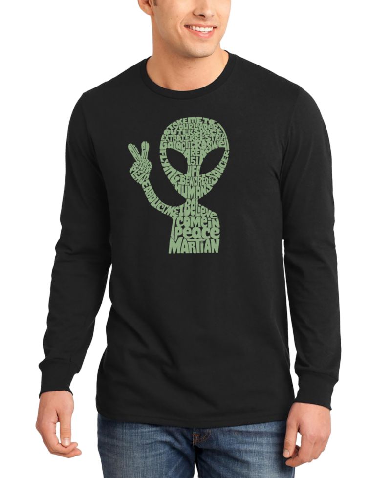 Men's Peace Alien Word Art Long-Sleeve T-Shirt