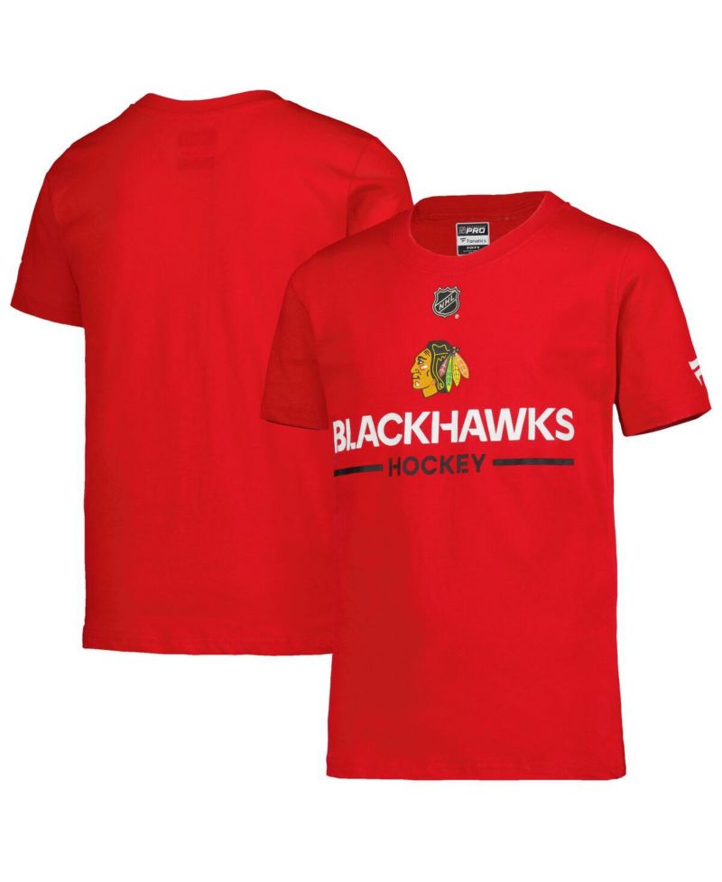 Big Boys and Girls Red Chicago Blackhawks Authentic Pro Wordmark T-Shirt