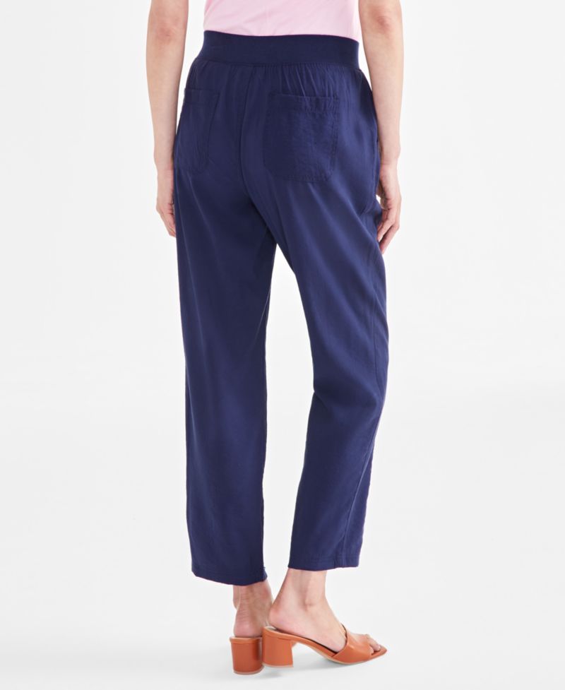 Women's Mid-Rise Pull On Straight-Leg Ankle Pants