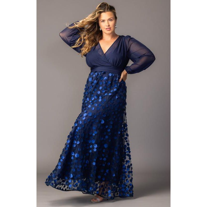 Plus Size Blossoming Beauty Mesh Evening Gown
