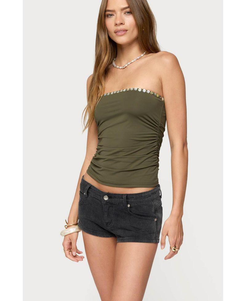Womens Liat Ruched Built In Bra Tube Top