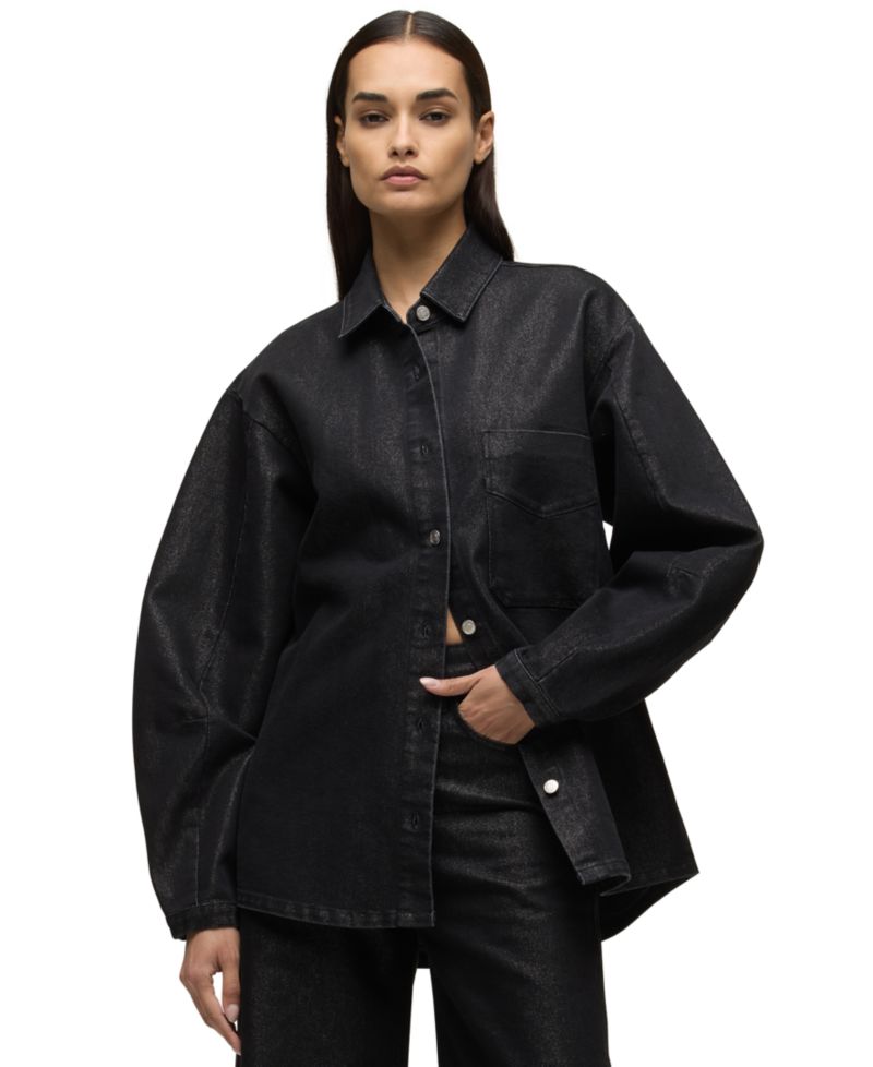 Women's Barrel-Sleeve Denim Shirt Jacket