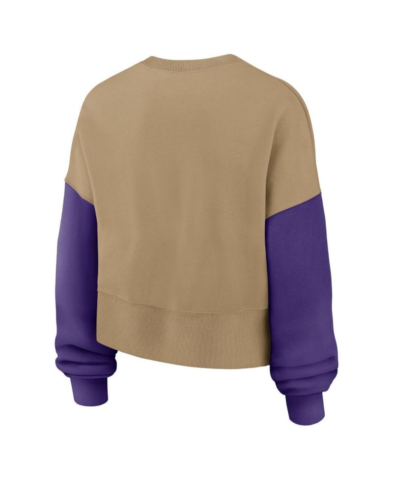 Women's Tan Minnesota Vikings Oversized Rewind Pullover Sweatshirt