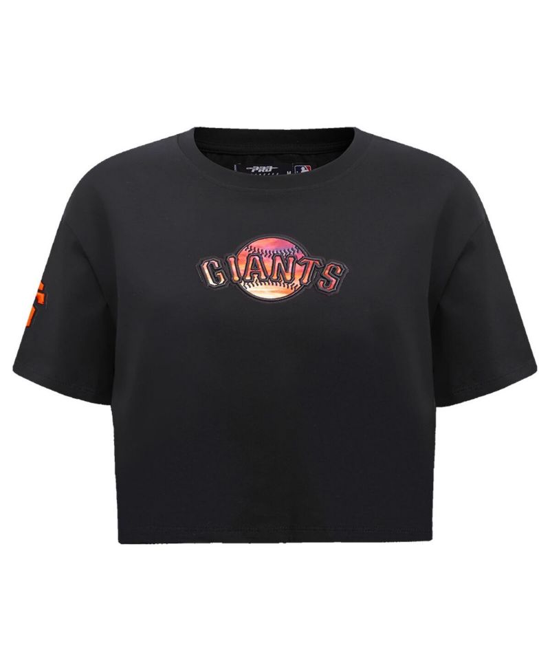 Women's Black San Francisco Giants Painted Sky Boxy Cropped T-shirt